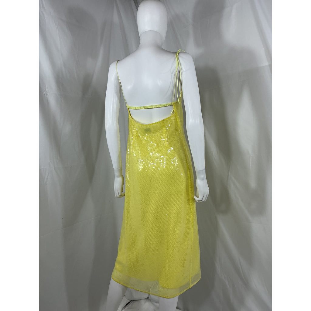 Anna October X J.Crew Sequin Yellow Polyester Slip Dress Size 4