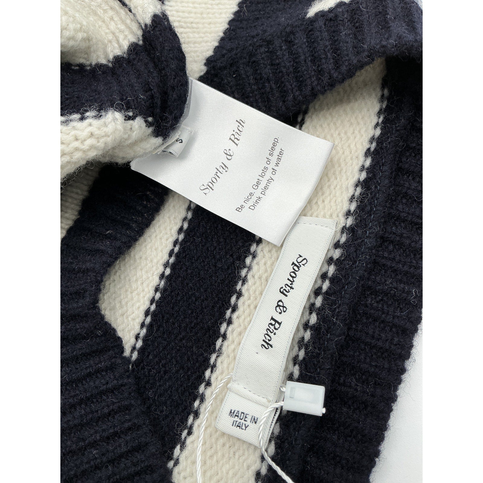Sporty & Rich Striped White Wool Sweater Size S