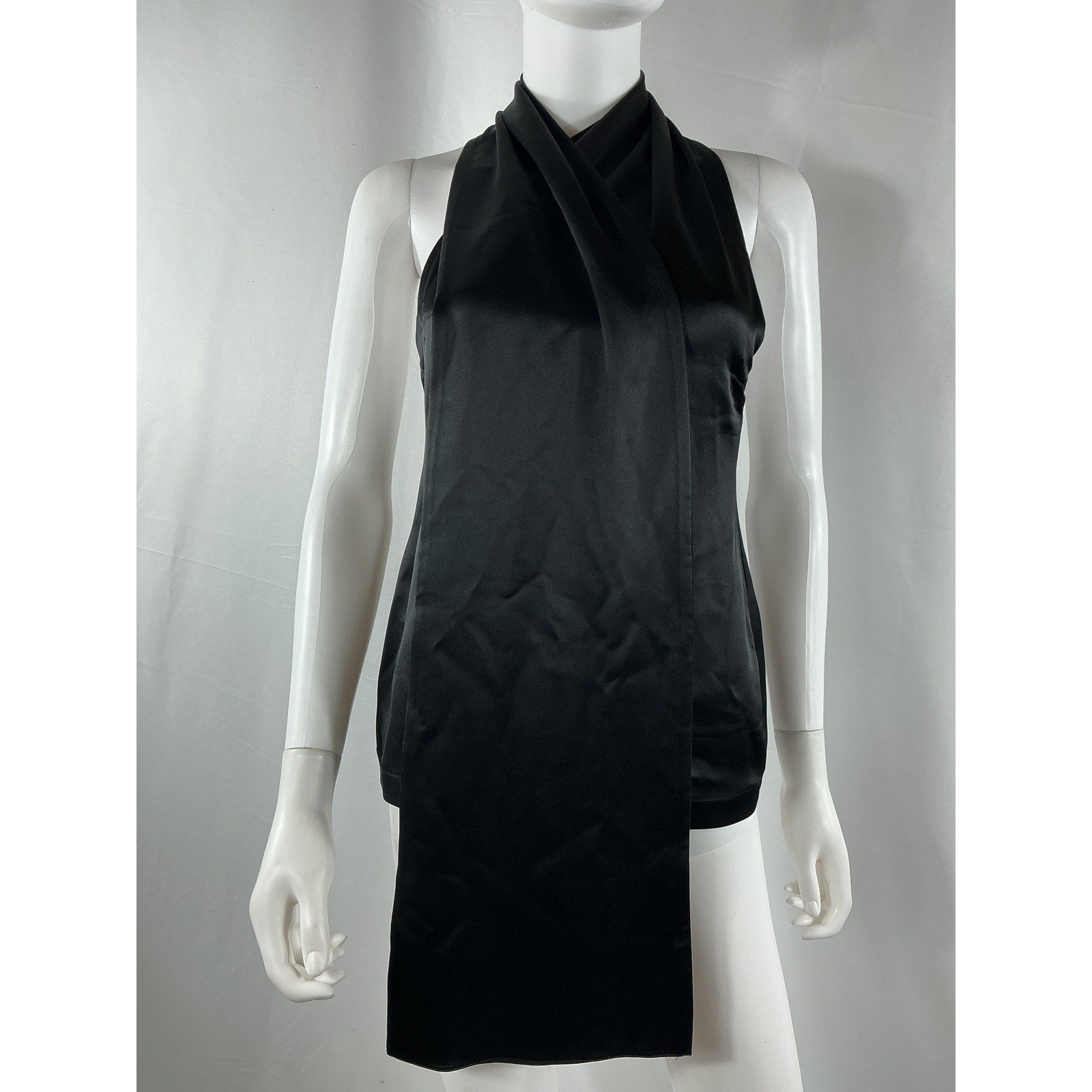 Loewe Open-Back Black Acetate Satin Halterneck Top Size 34
