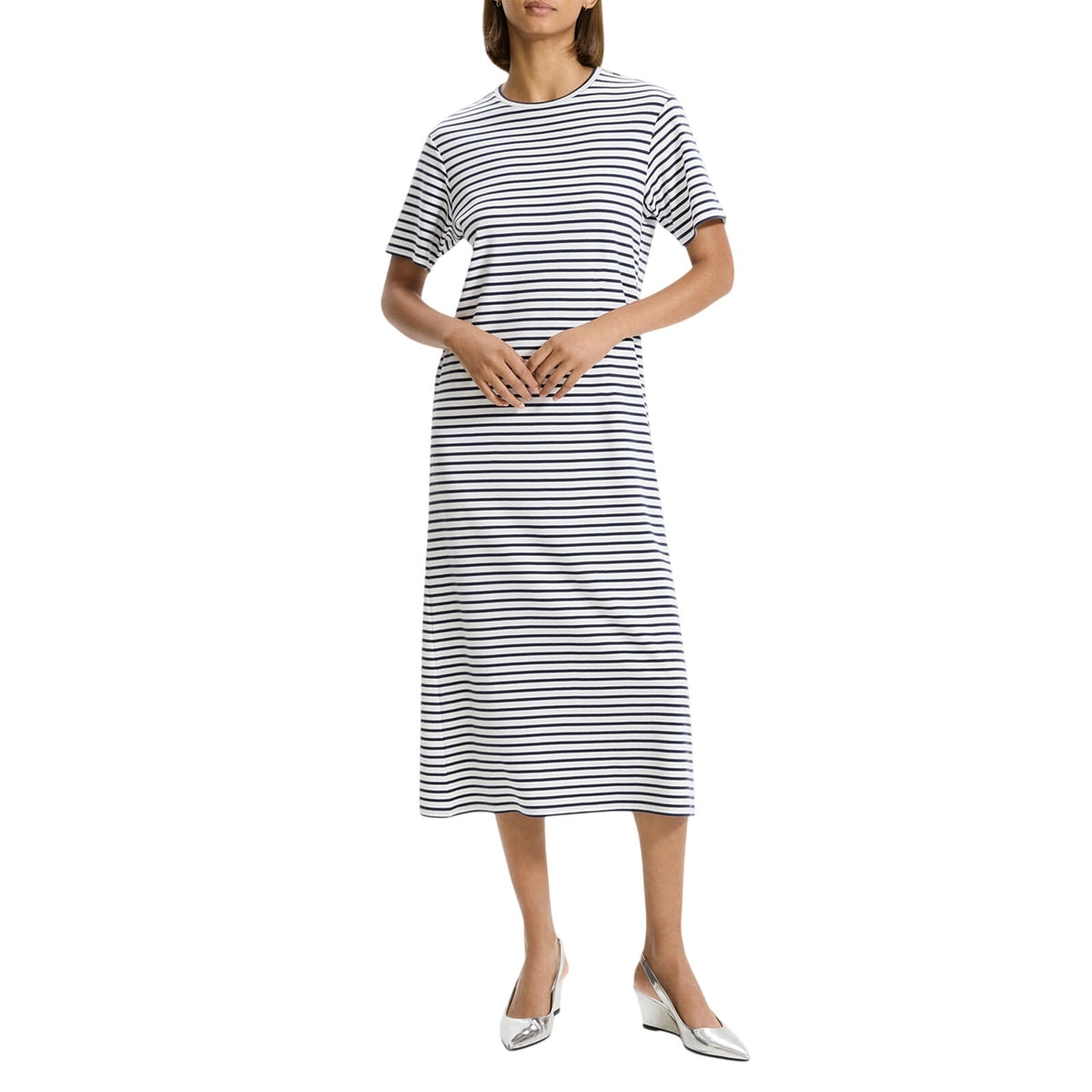 Theory Striped Multicolor Easy Tee Dress Size P