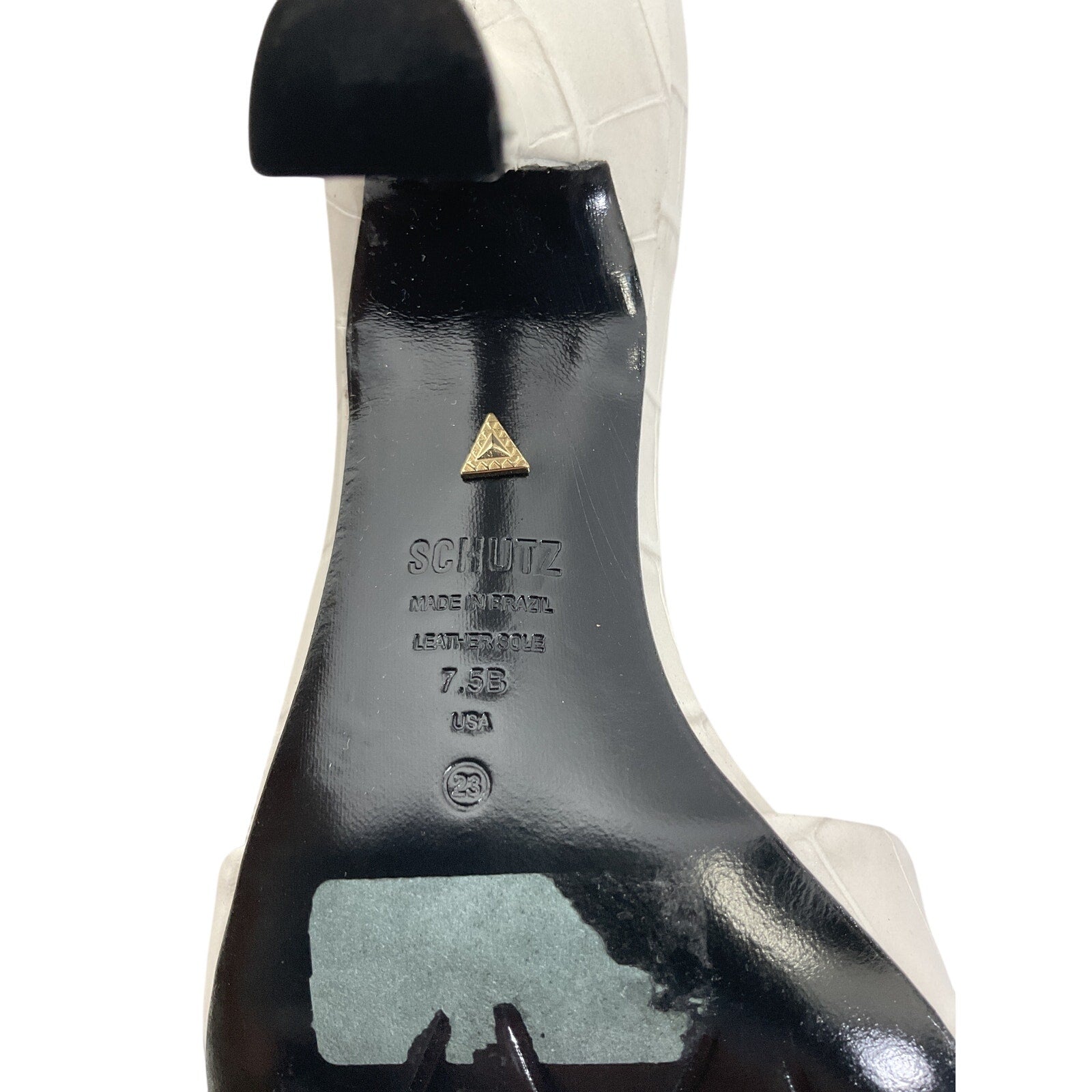 Schutz 'Posseni' White Leather Slide Sandal Size 7.5 M