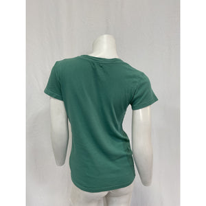 L'Agence 'Becca' Green Cotton V-Neck Tee Size XS