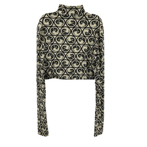 Off-White Cropped White Black Moon-Print Turtleneck Size 36 IT / 0 US
