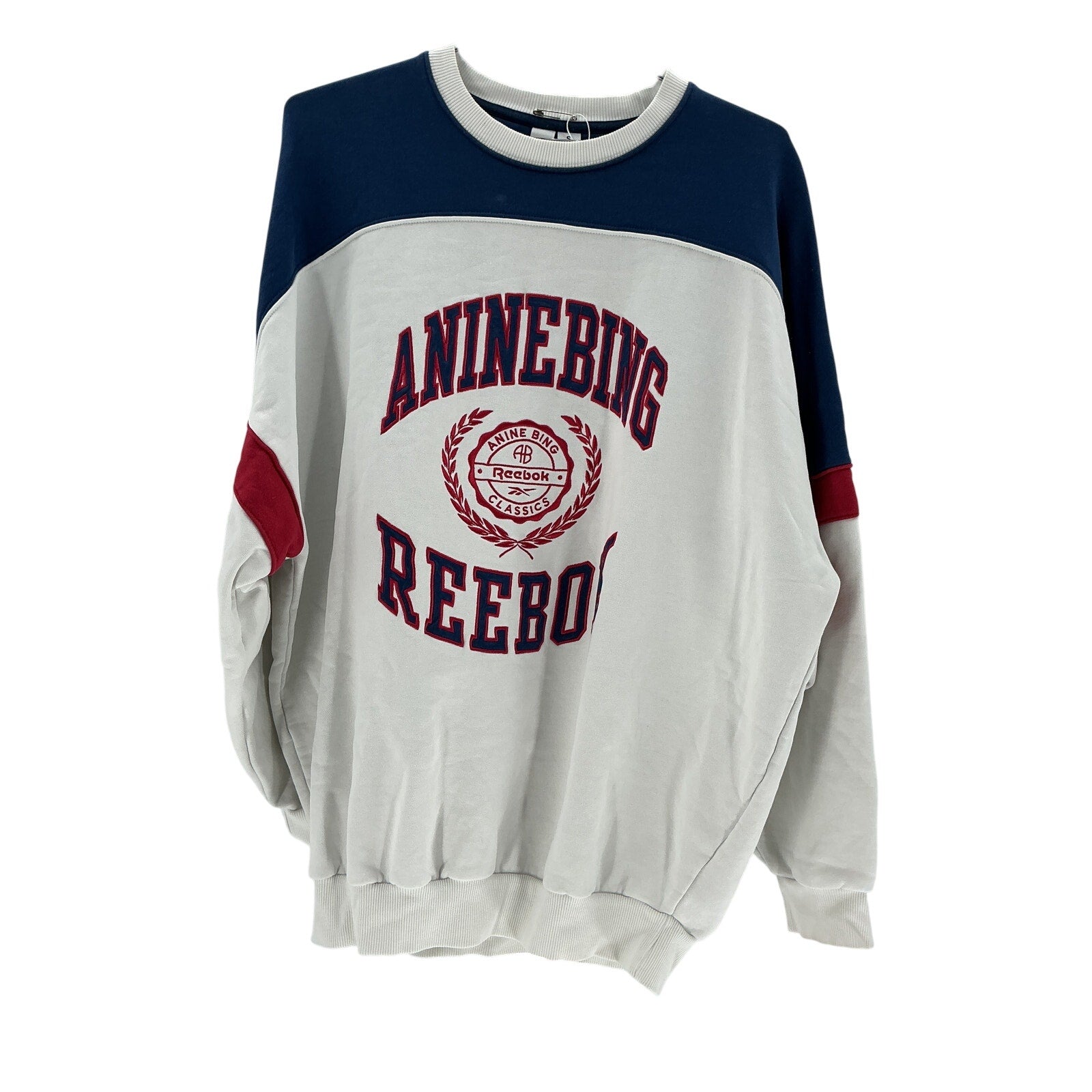 Anine Bing 'Reebok' White Cotton X Anine Bing Oversized Crew Sweatshirt Size S