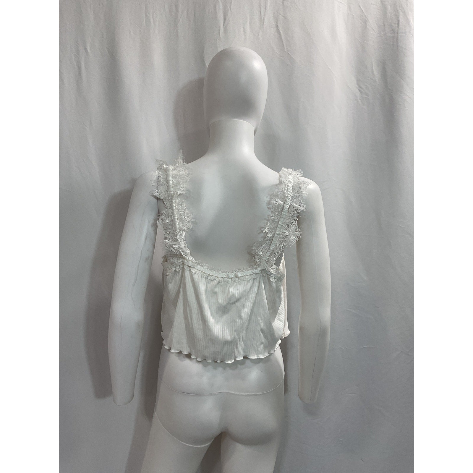 For Love & Lemons 'Joan' White Ribbon Tie Crop Top Size S