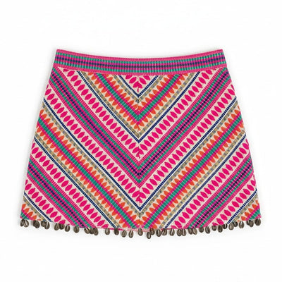Saylor Vibrant Multicolor Puka Shell Trimmed Skirt Size S
