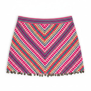 Saylor Vibrant Multicolor Puka Shell Trimmed Skirt Size S