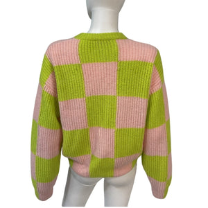 Stine Goya Checkered Pink And Green Harry Cardigan Size XS