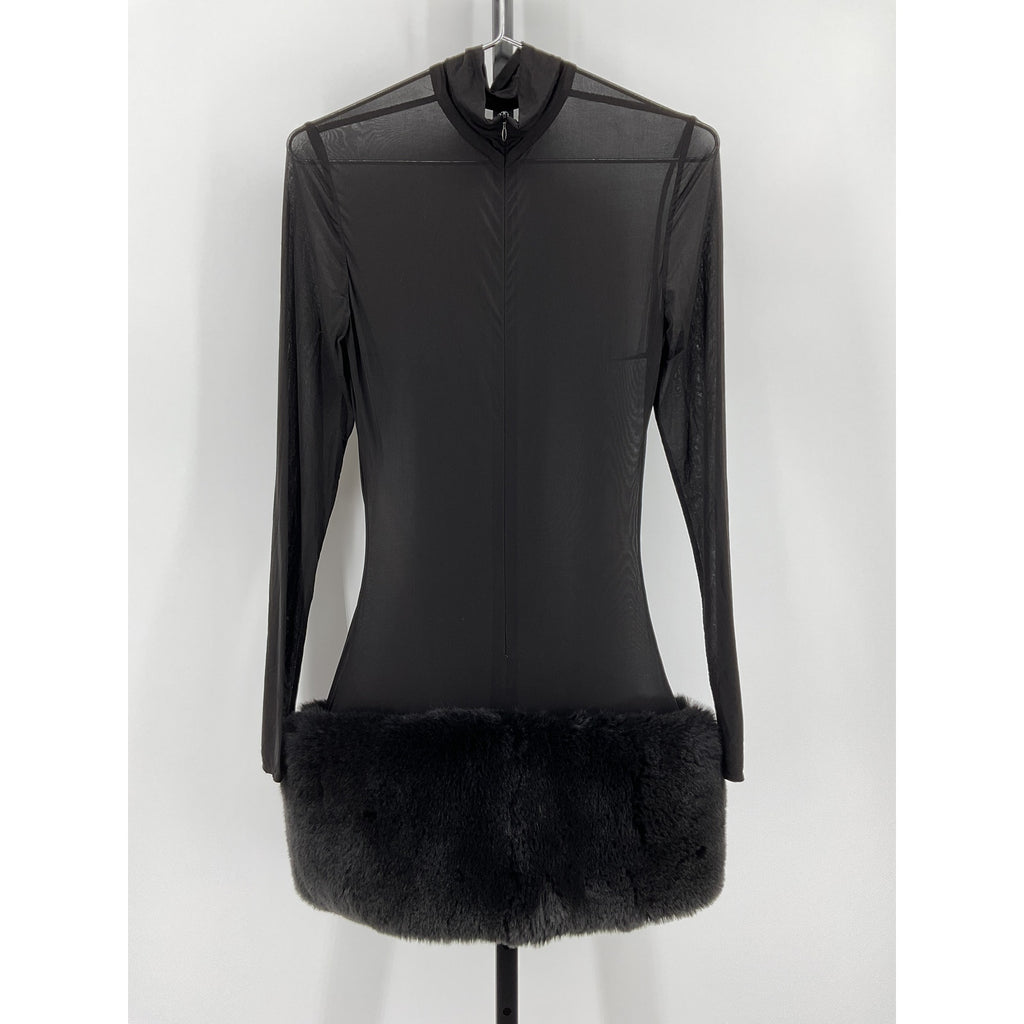 Magda Butrym Long Sleeve Black Cupro Mini Dress Size 4