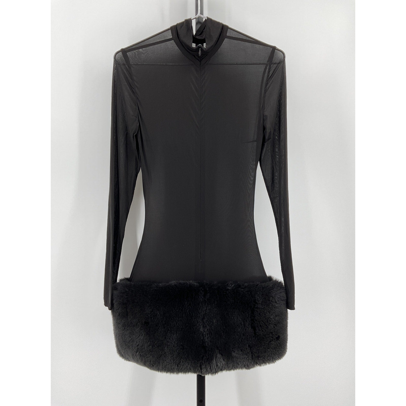 Magda Butrym Long Sleeve Black Cupro Mini Dress Size 4