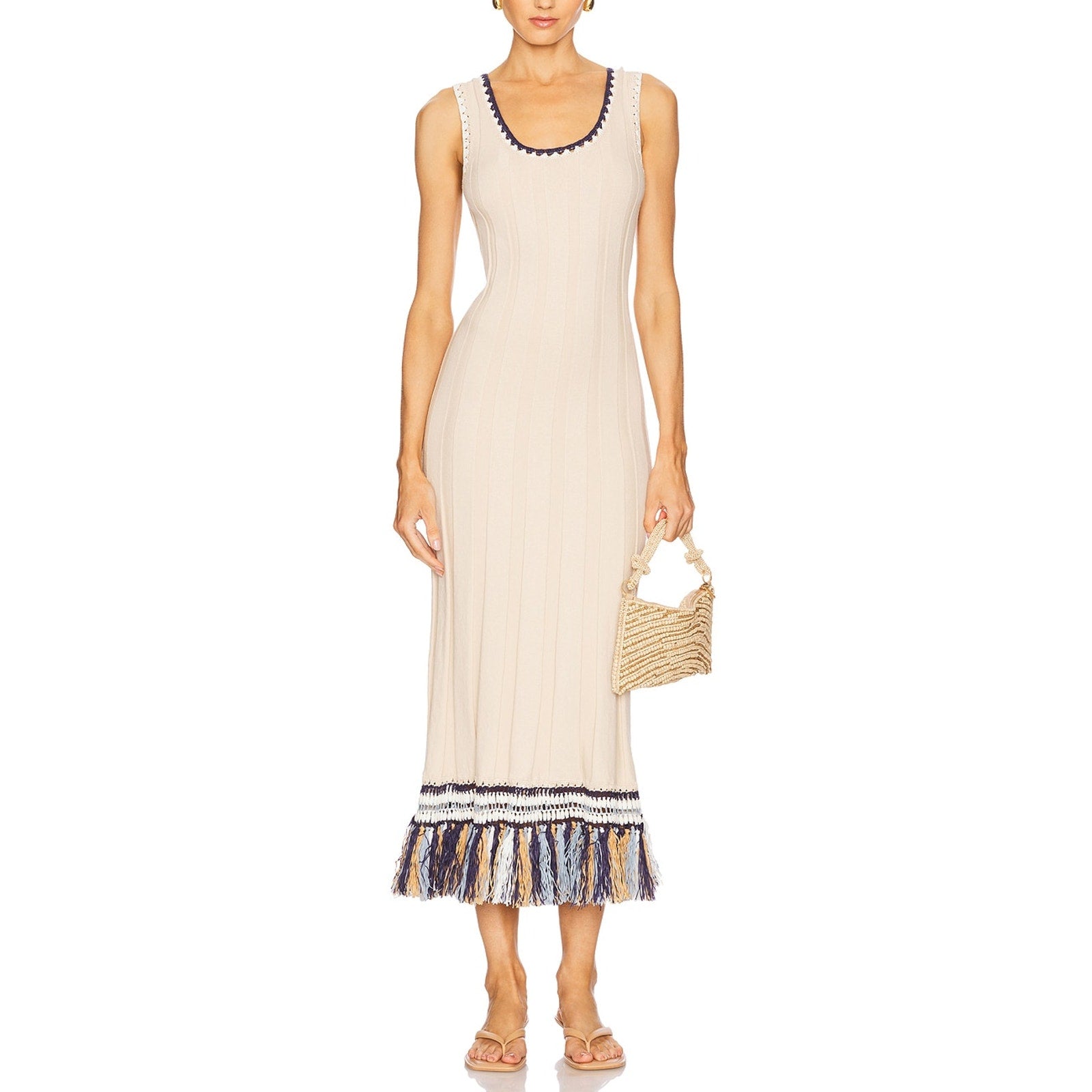 Simkhai 'Julianna' Tan Cotton Tank Midi Dress Size S