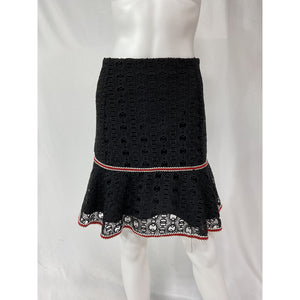 Sandro Richard 'Fluted' Black Macram� Lace Mini Skirt Size 1