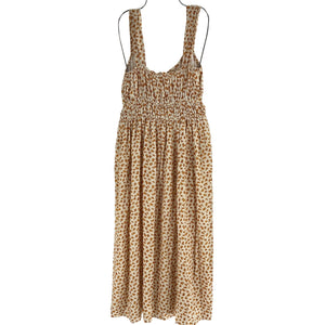 Faithfull The Brand Smocked Betsy Floral Ramonet Midi Dress Size 10