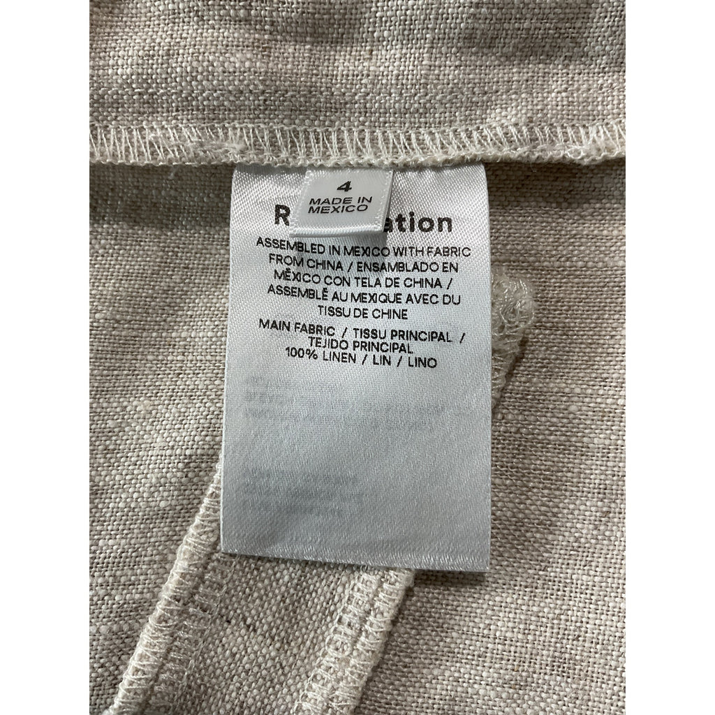 Reformation 'Mason' Beige Linen Short Size 6