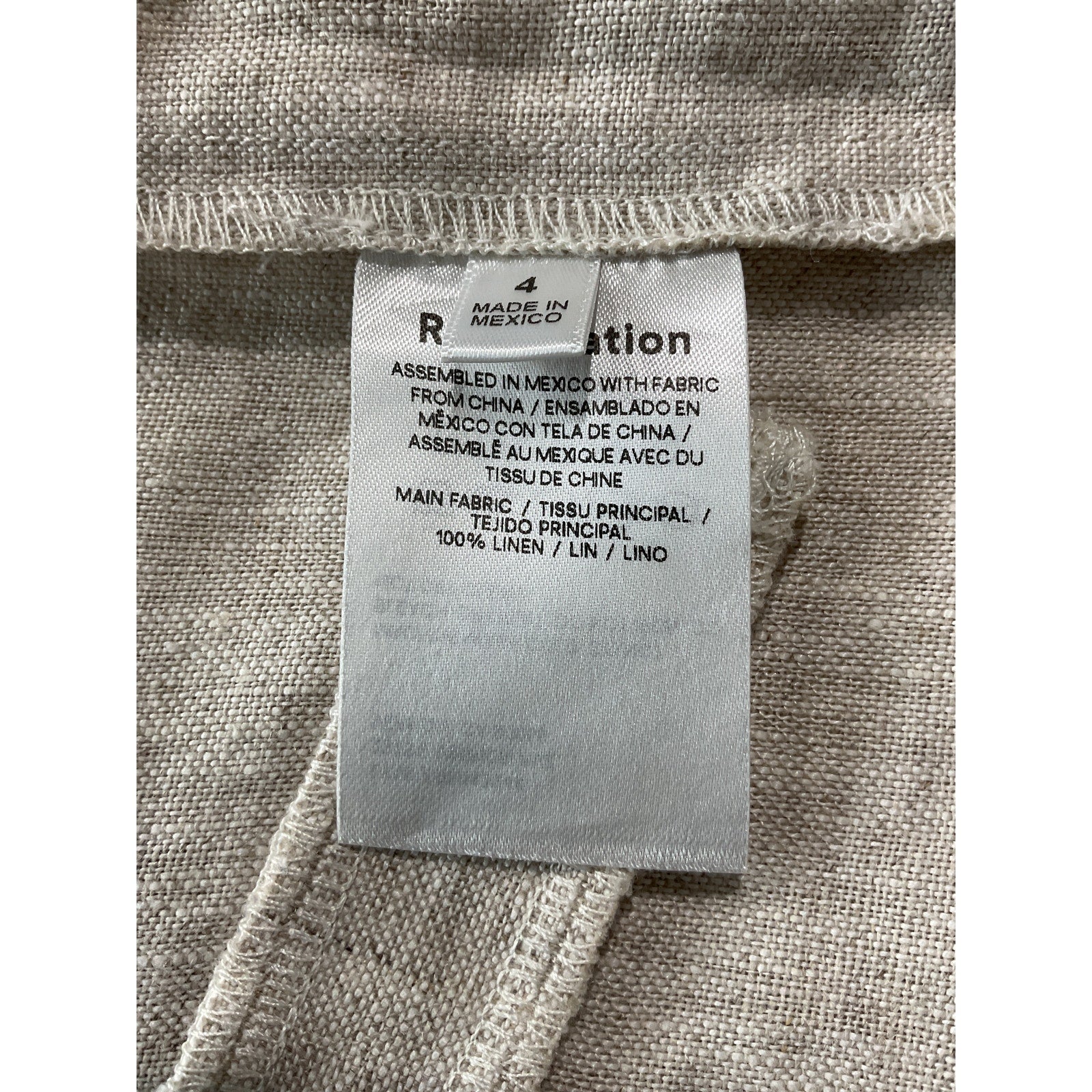 Reformation 'Mason' Beige Linen Short Size 6