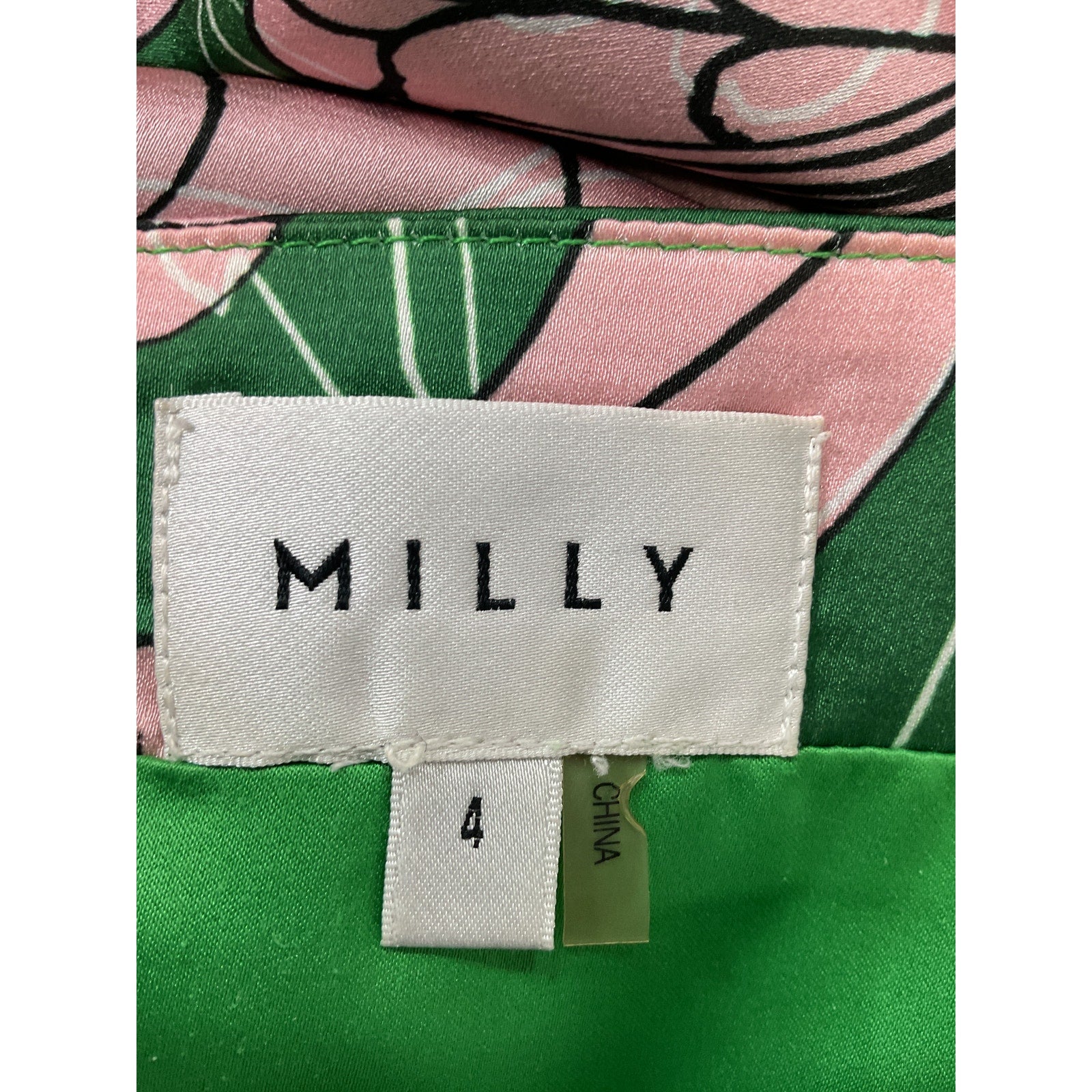 Milly 'Lilliana' Green Cowlneck Floral Midi-Dress Size 4