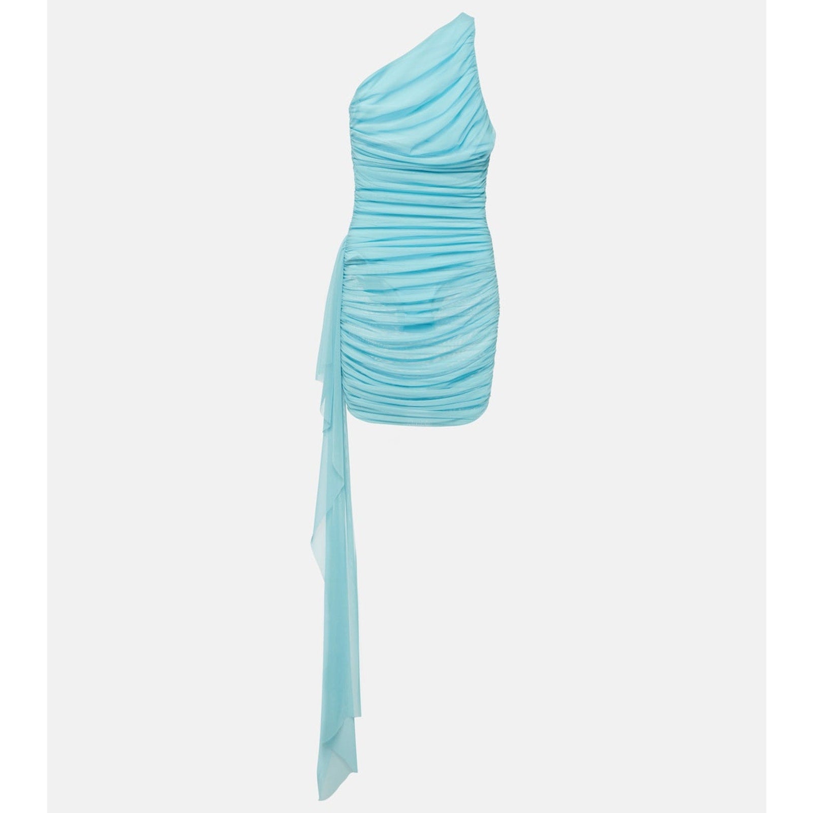 The Sei Blue Polyester Drape-Detail Ruched Chiffon Mini Dress Size S