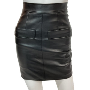 Aleksandre Akhalkatsishvili Sleek Black Vegan Leather Mini Skirt Size XS