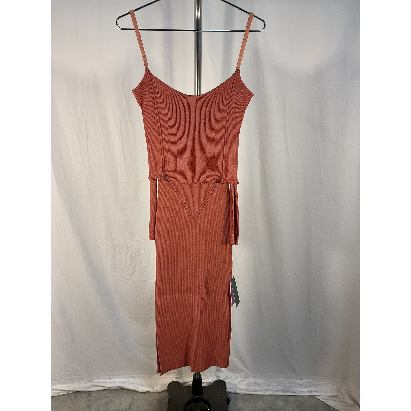 Anna October 'Vika' Brown Viscose Off-The-Shoulder Knit Midi Dress Size M - NWT