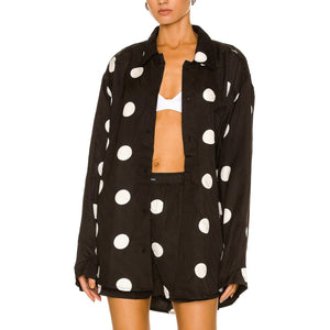 Balenciaga Oversized Black Polka Dot Button Down Shirt Size US 36 IT / US 4