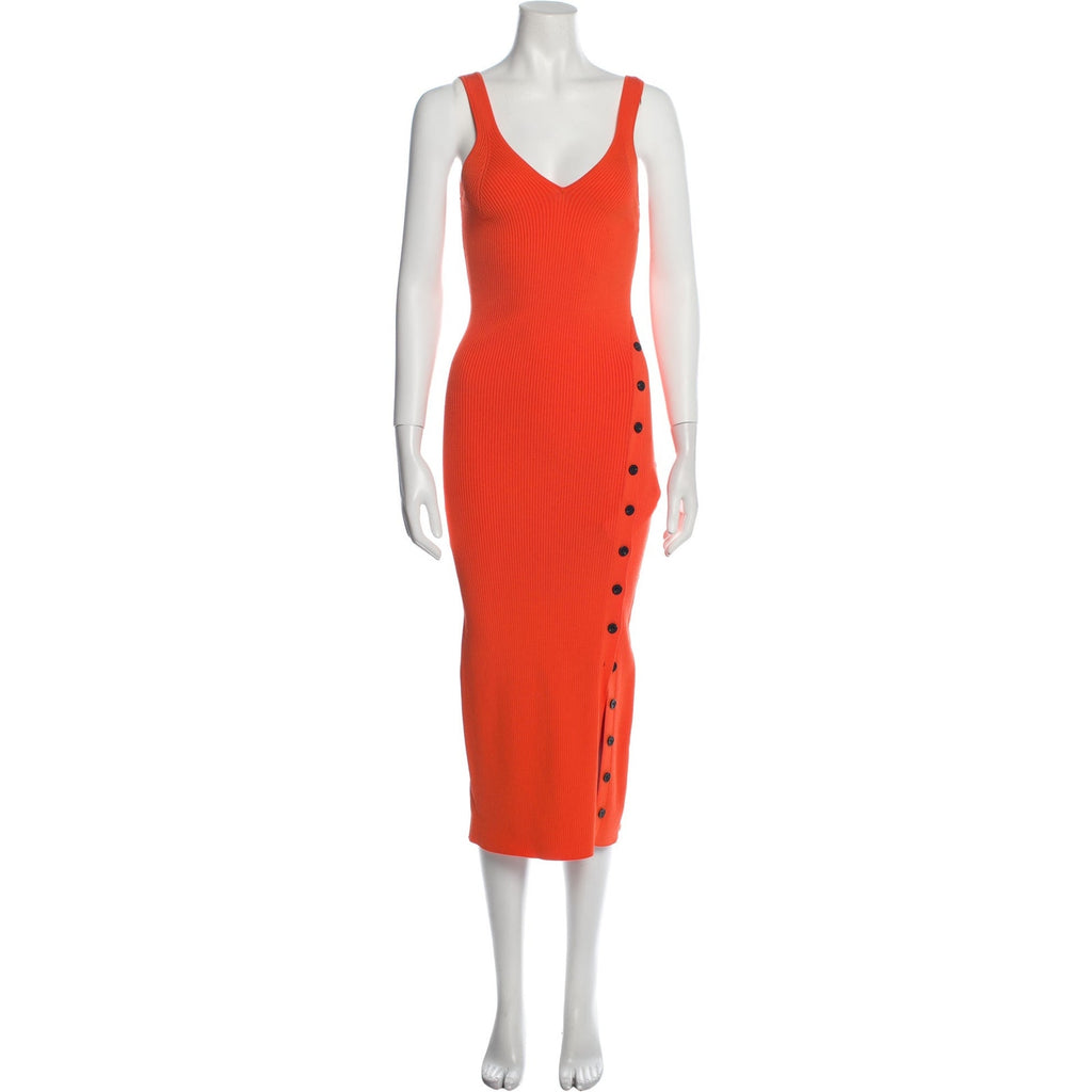 Self-Portrait 'Striped' Orange Midi Length Dress Size M