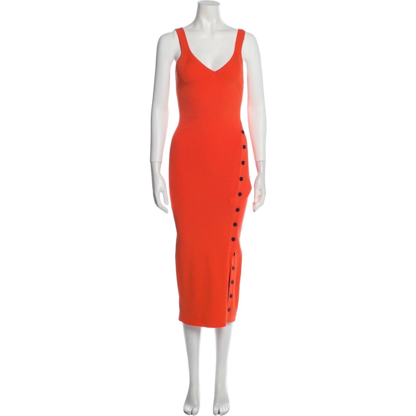 Self-Portrait 'Striped' Orange Midi Length Dress Size M
