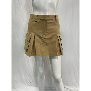 The Frankie Shop 'Audrey' Beige Cotton Pleated Cotton-Twill Mini Skirt Size S