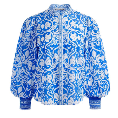 Neiman Marcus Printed Blue April Blouse Size XS