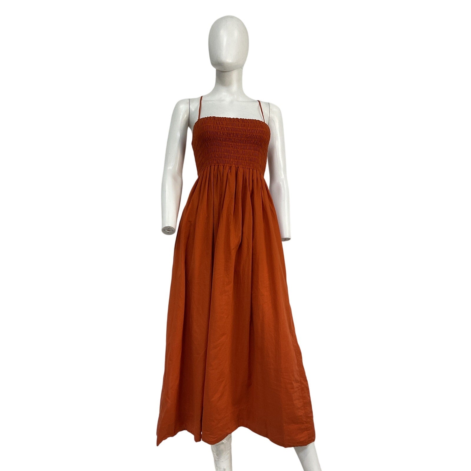 Faithfull The Brand 'Agolde' Orange Cotton Midi Dress Size M