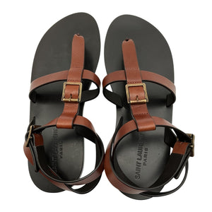Saint Laurent Leather Brown Hardy Sandals Size 11