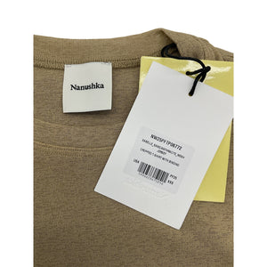Nanushka Contrast Trim Sand Anthracite Sabelle T Shirt Size XXS NWT