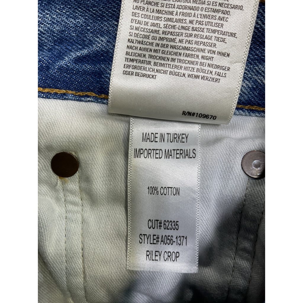 Agolde Riley High Rise Blue Cotton Straight Crop Denim Jeans Size 27