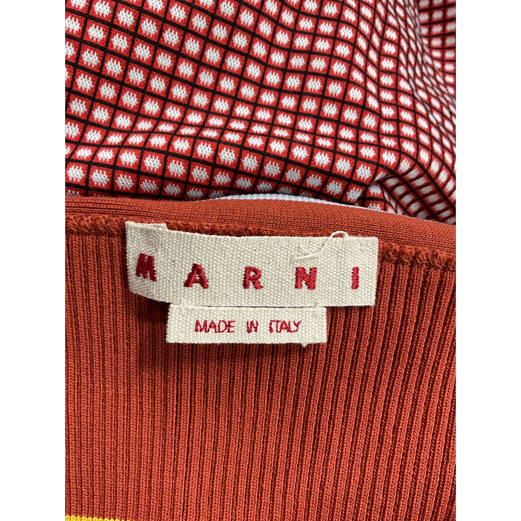 Marni Ribbed And Jacquard-Knit Red Mini Dress Size M