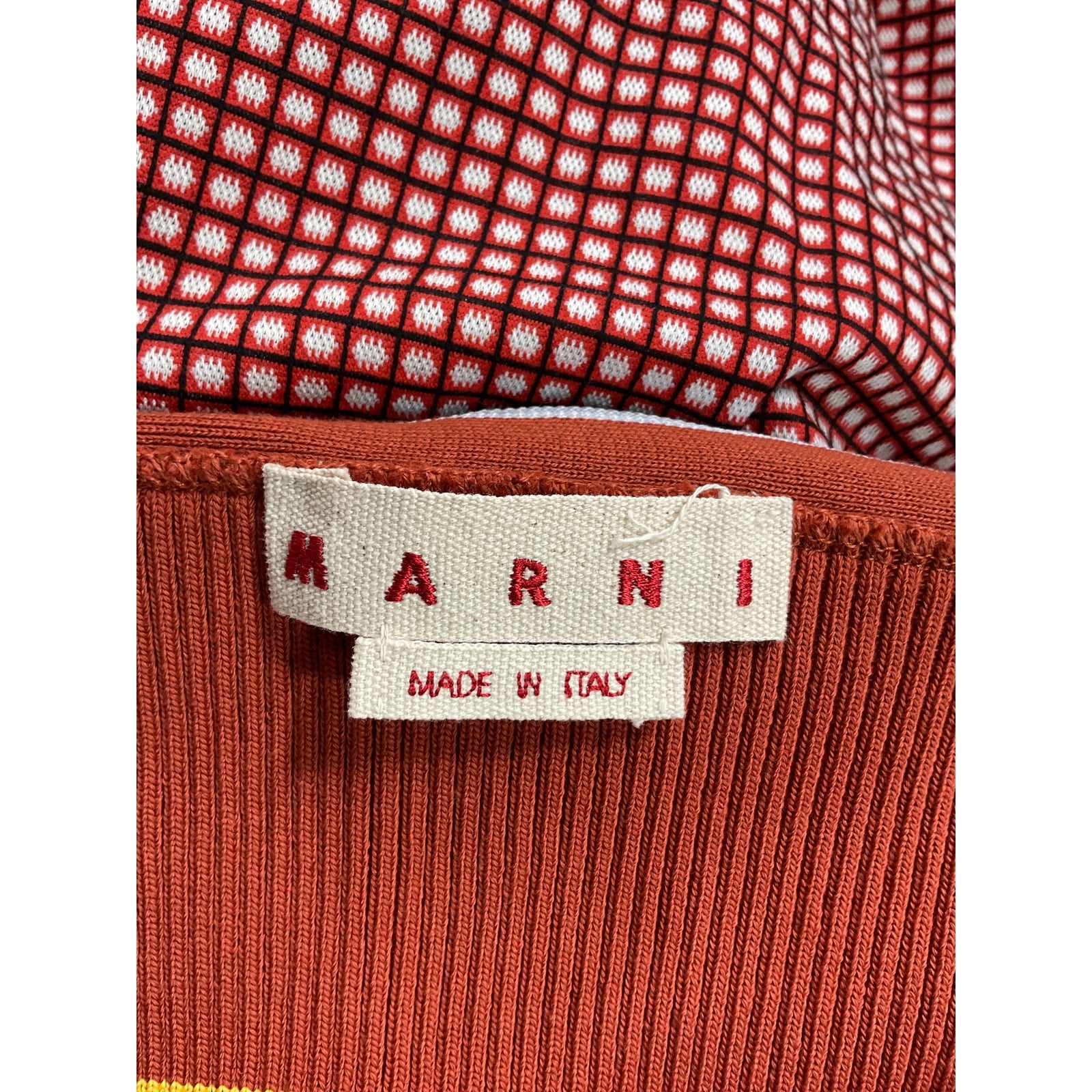Marni Ribbed And Jacquard-Knit Red Mini Dress Size M
