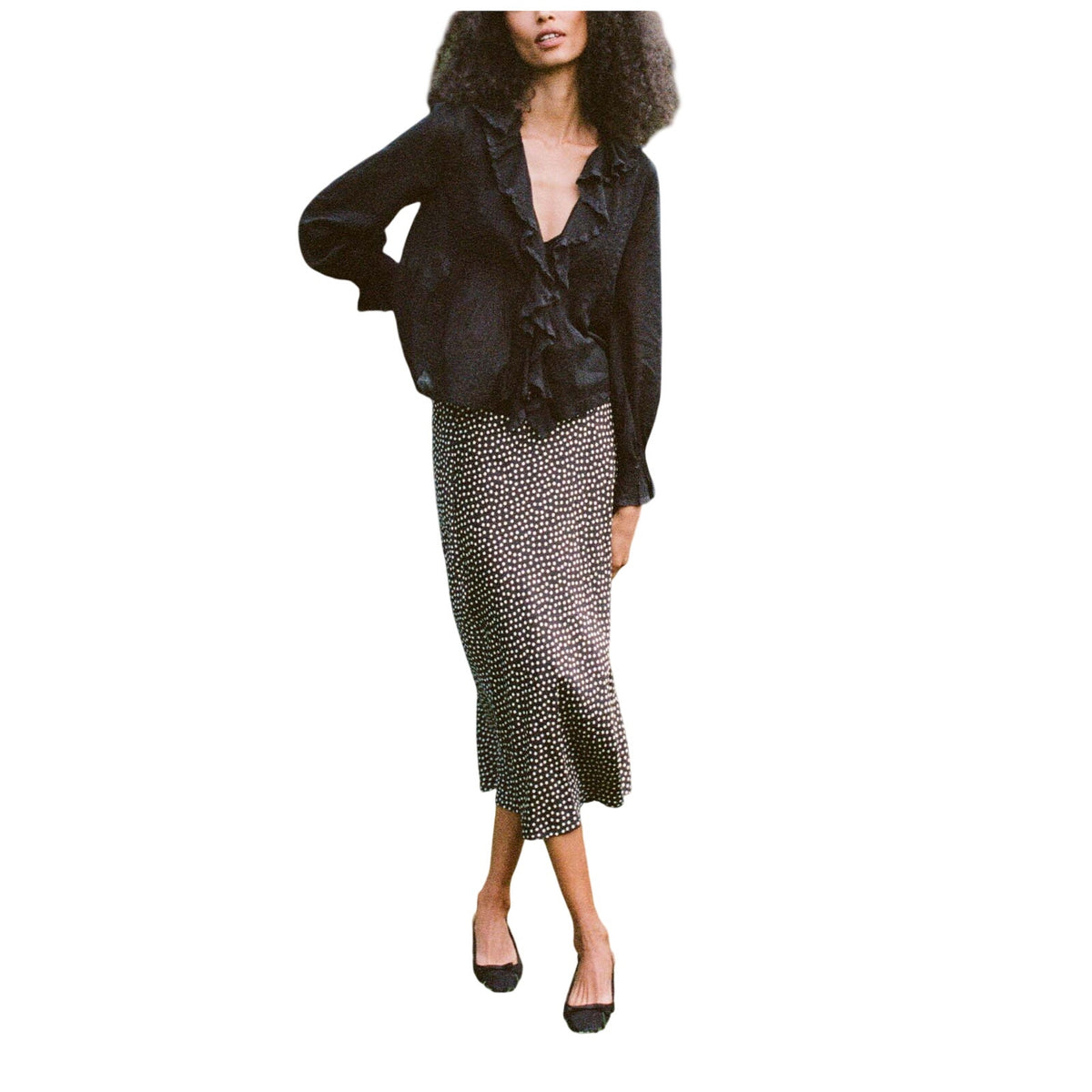 Dôen Polka Dot Black Elowena Skirt Size M