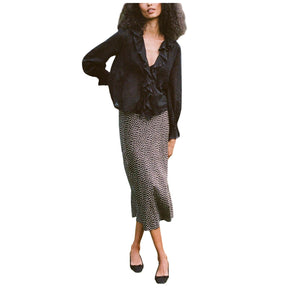 Dôen Polka Dot Black Elowena Skirt Size M