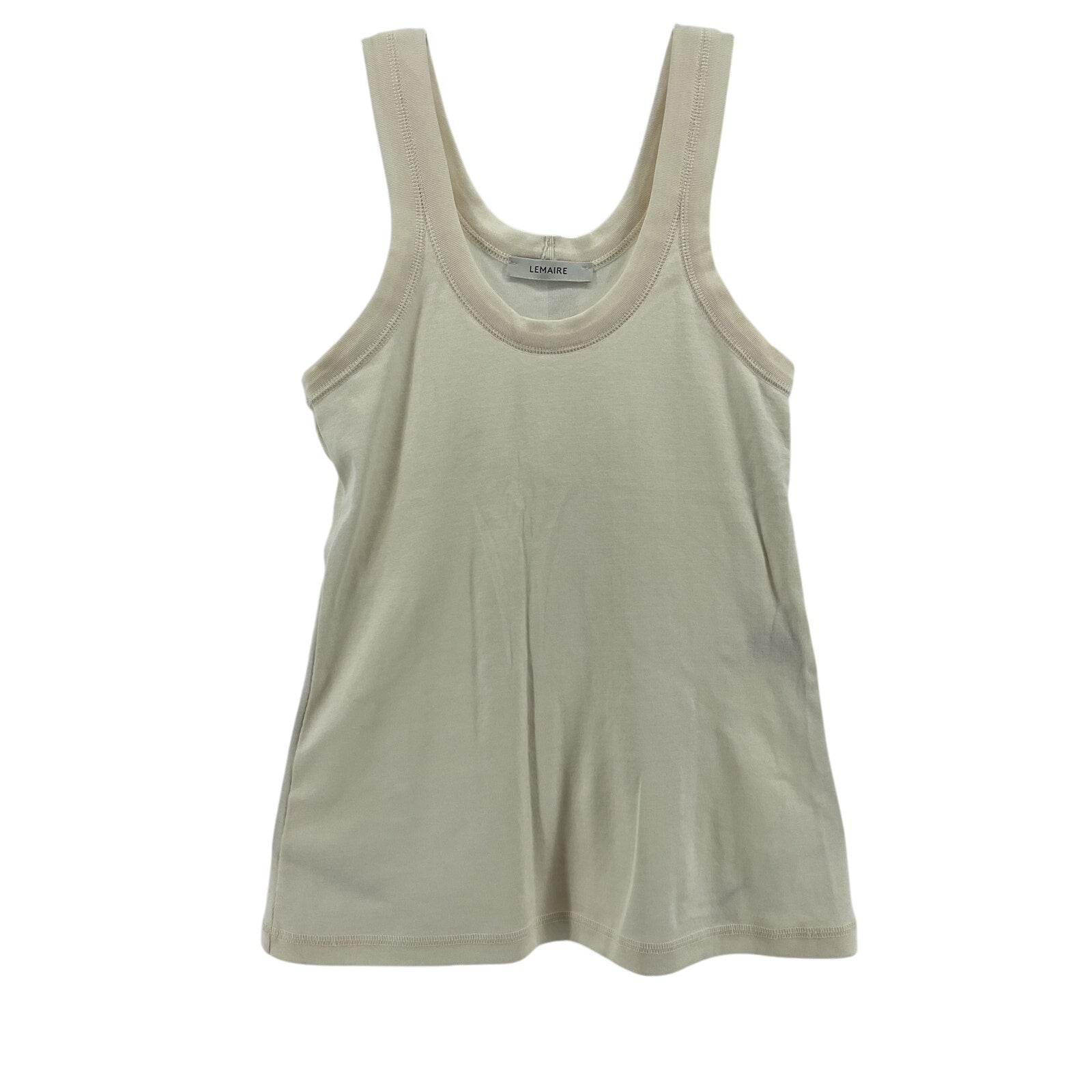 Lemaire Fine-Ribbed White Cotton Seamless Tank Top Size S
