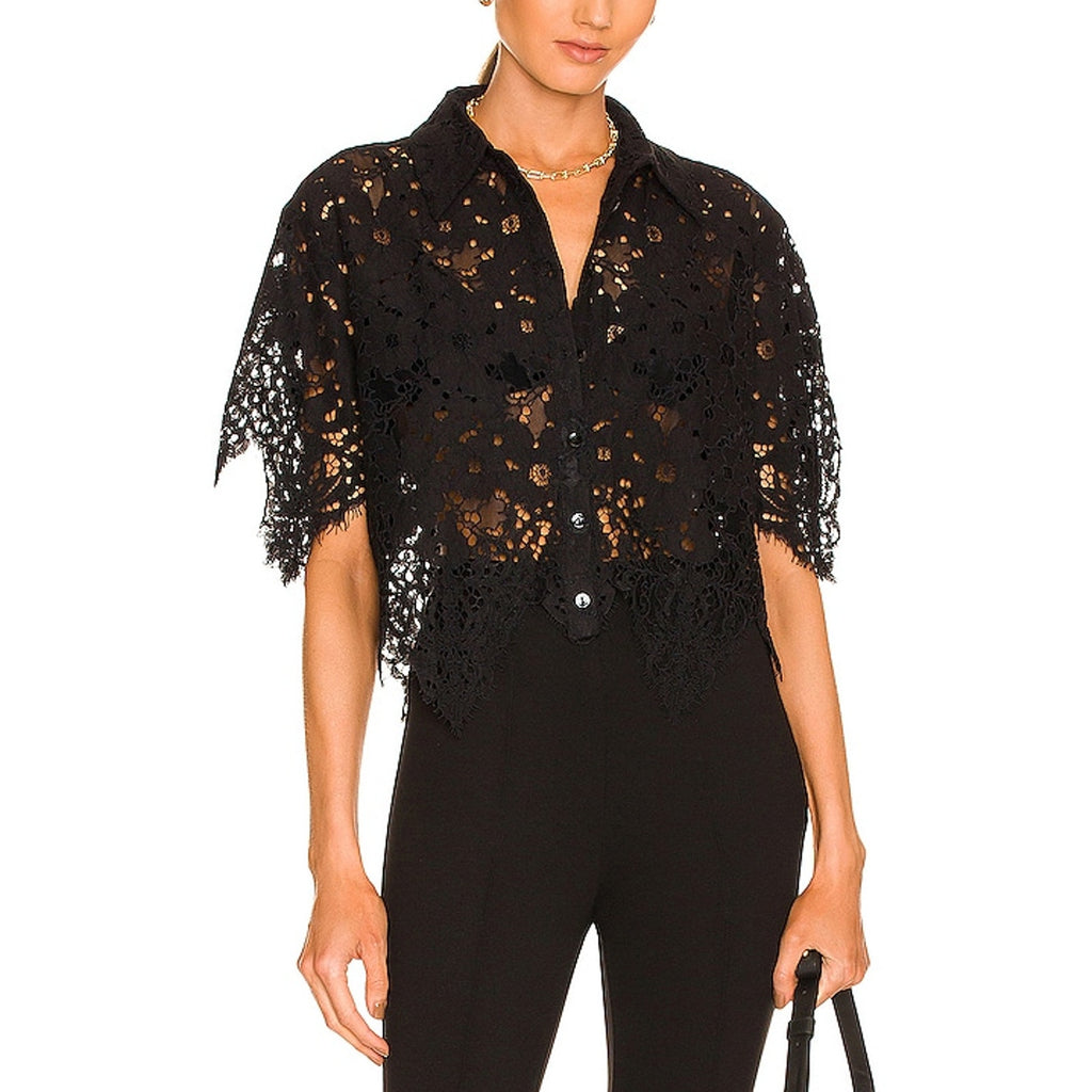 L'Academie 'Calla' Black Lace Top Size S