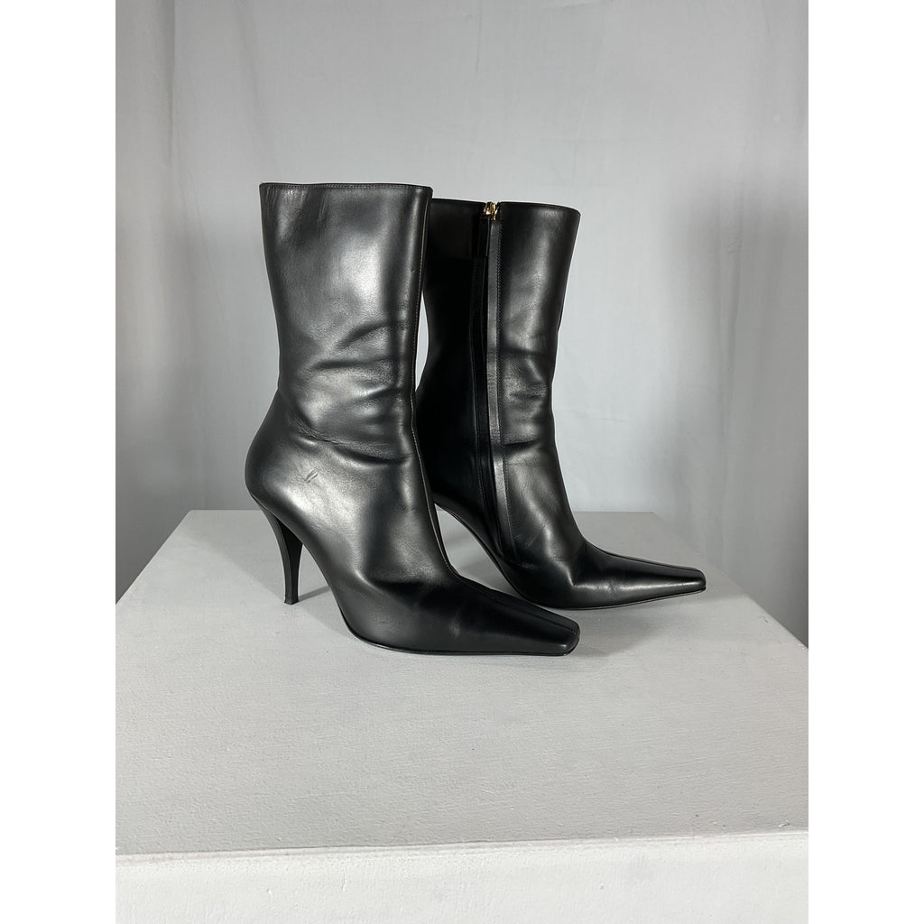 The Row 'Shrimpton' Black Leather Ankle Boots Size 9