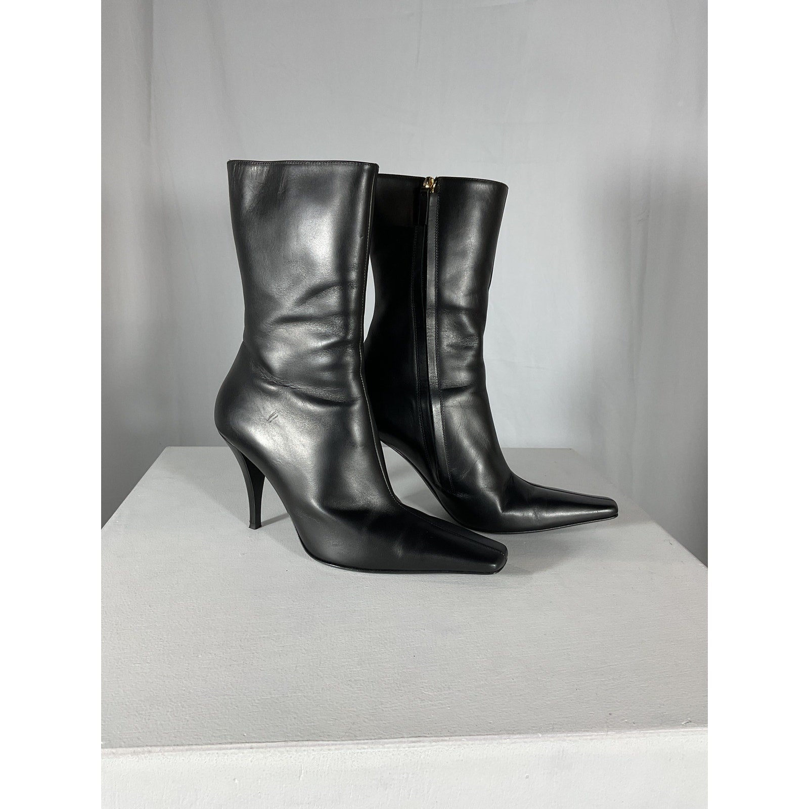 The Row 'Shrimpton' Black Leather Ankle Boots Size 9