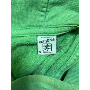Sporty & Rich 'Connecticut' Green Crest Cropped LS Hoodie Size S