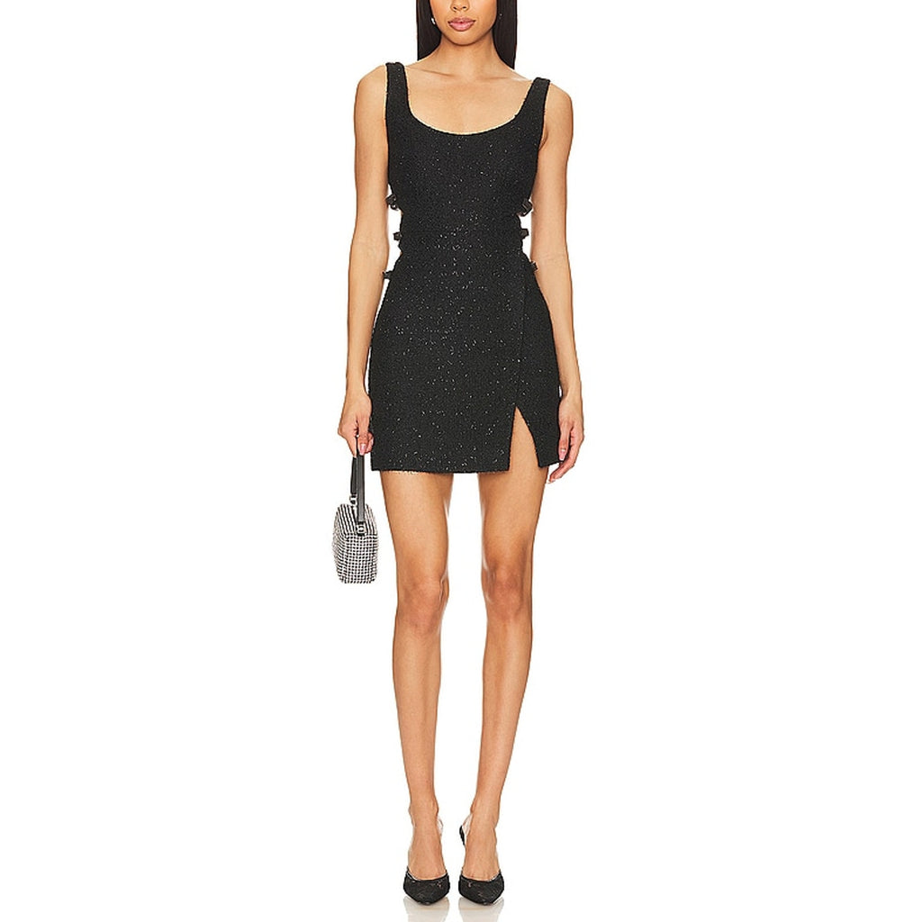 Self-Portrait Boucle Bow Black Polyester Mini Dress Size 10