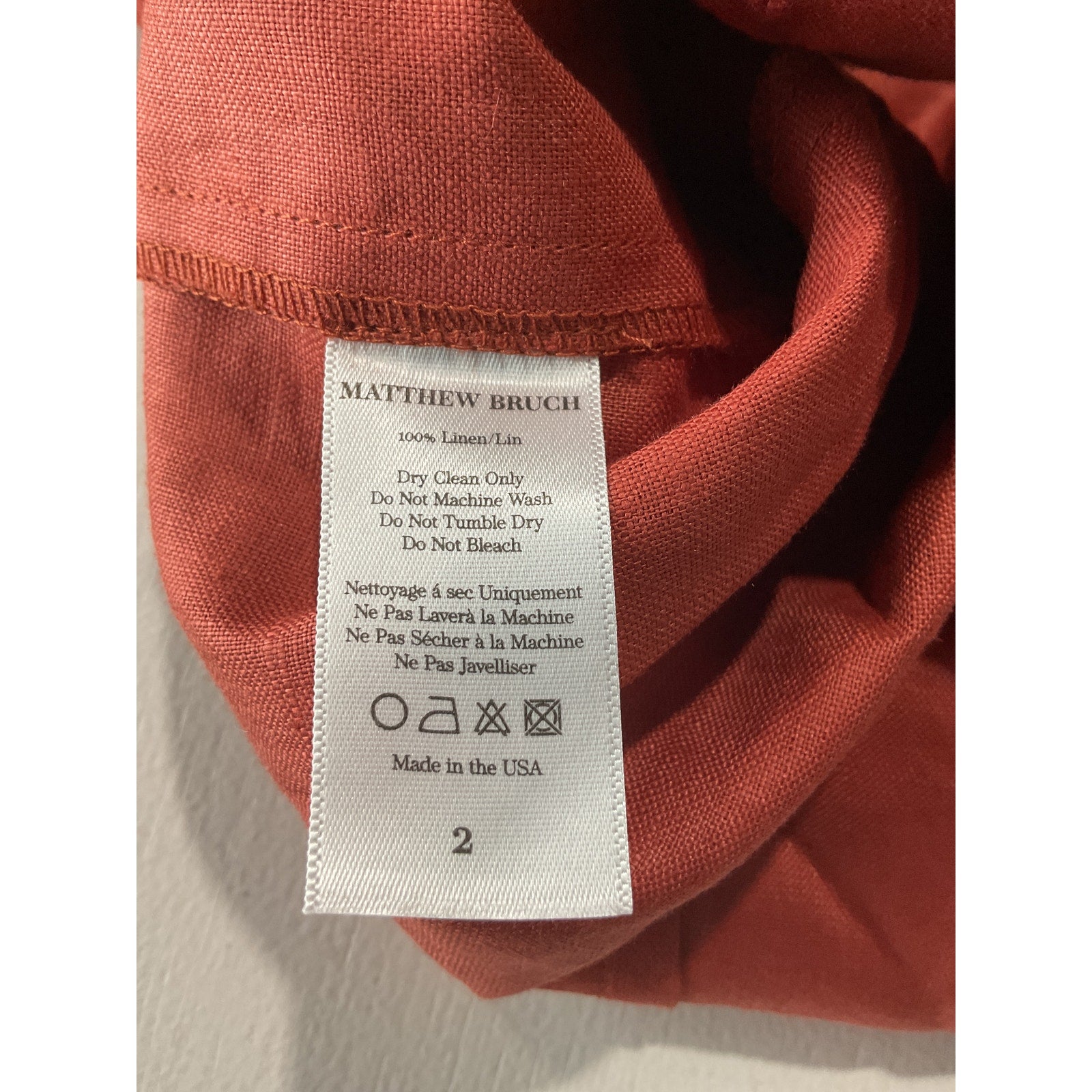 Matthew Bruch 'Apron' Brown Linen Crop Top Size 2