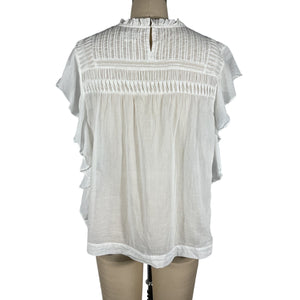 Isabel Marant Ruffled White Pintuck Yoke Blouse Size FR 34 / US 2