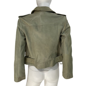 Allsaints Classic Soft Sage Balfern Leather Biker Jacket Size 8 UK / 4 US