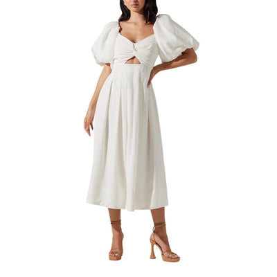 Astr The Label Romantic White Serilda Midi Dress Size S