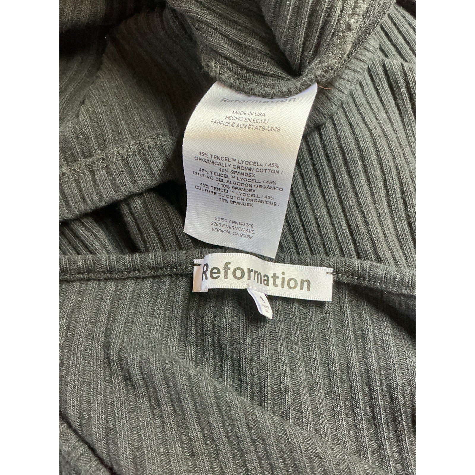 Reformation 'Wrenley' Black Cotton Knit Dress Size S