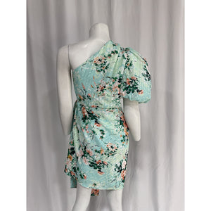 Elliatt 'Esteem' Green One Shoudler Puff Sleeve Dress Size L