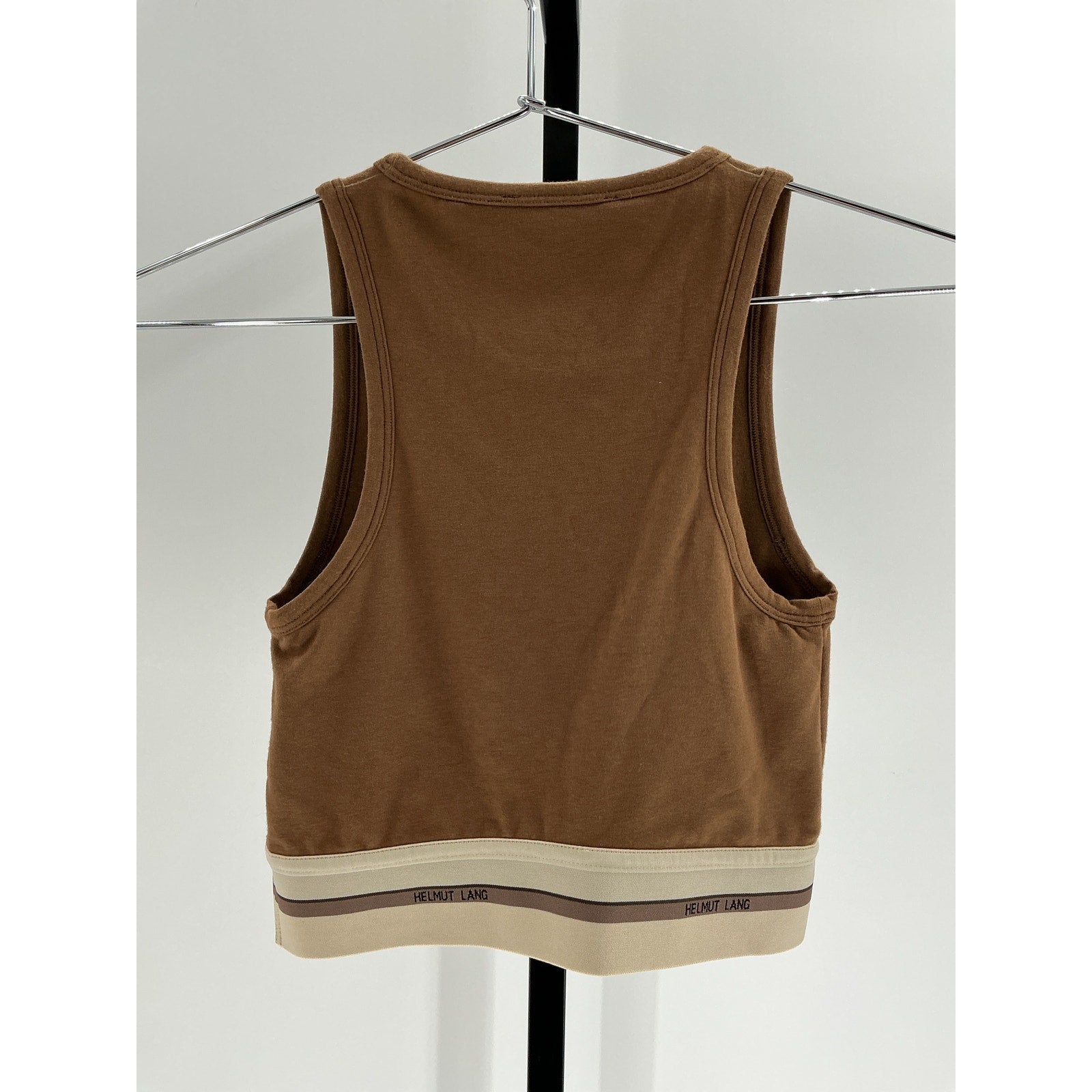 Helmut Lang Brown Cotton Cropped Tank Size S