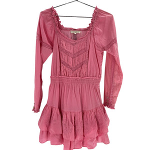 Loveshackfancy Ruffled Pink Sanaya Mini Dress Size XS